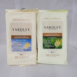 Yardley Disposable Washcloths Sensitive Skin Aloe Vera Chamomile 8 pack